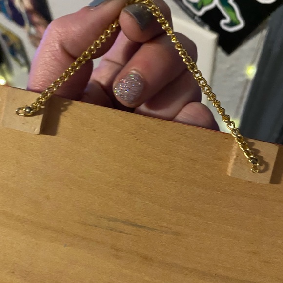 Cute Red Vintage Wooden Exit Sign on a gold chain hanger - Picture 4 of 4